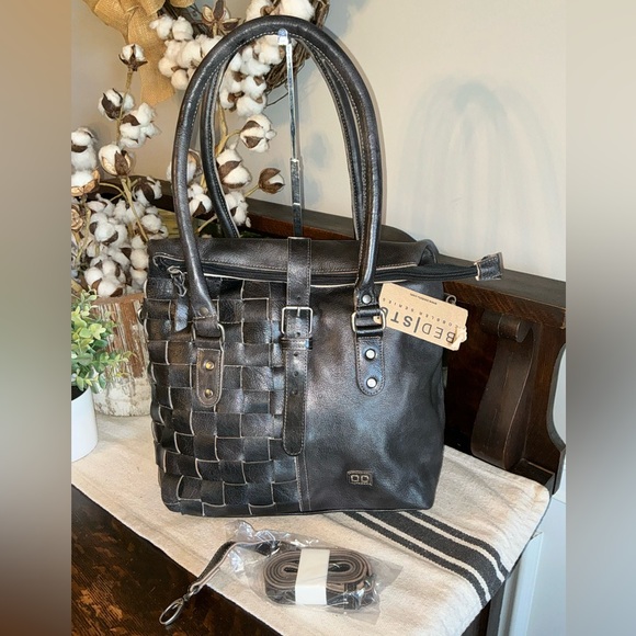 Bed Stu Handbags - NWT Bed Stu Leather Rachel Shoulder Crossbody Bag Tote Black Rustic Retail $345